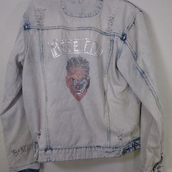 A MUST HAVE TRILLNATION Distressed Denim Jacket Adult Medium - Picture 10 of 14